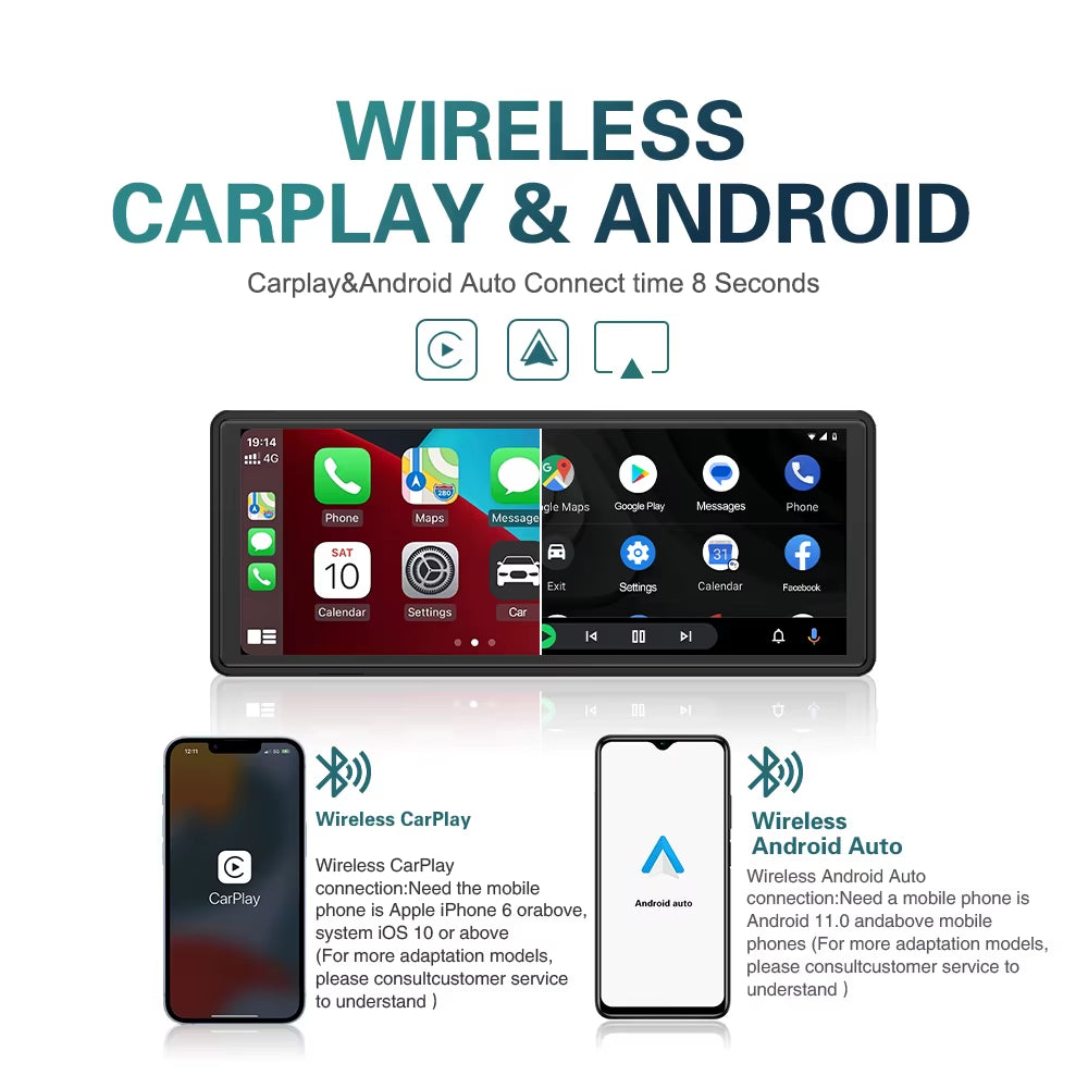 Universal 10.26” Screen Car Radio Multimedia WIFI Video Player Wireless Carplay Screen for Apple or Android