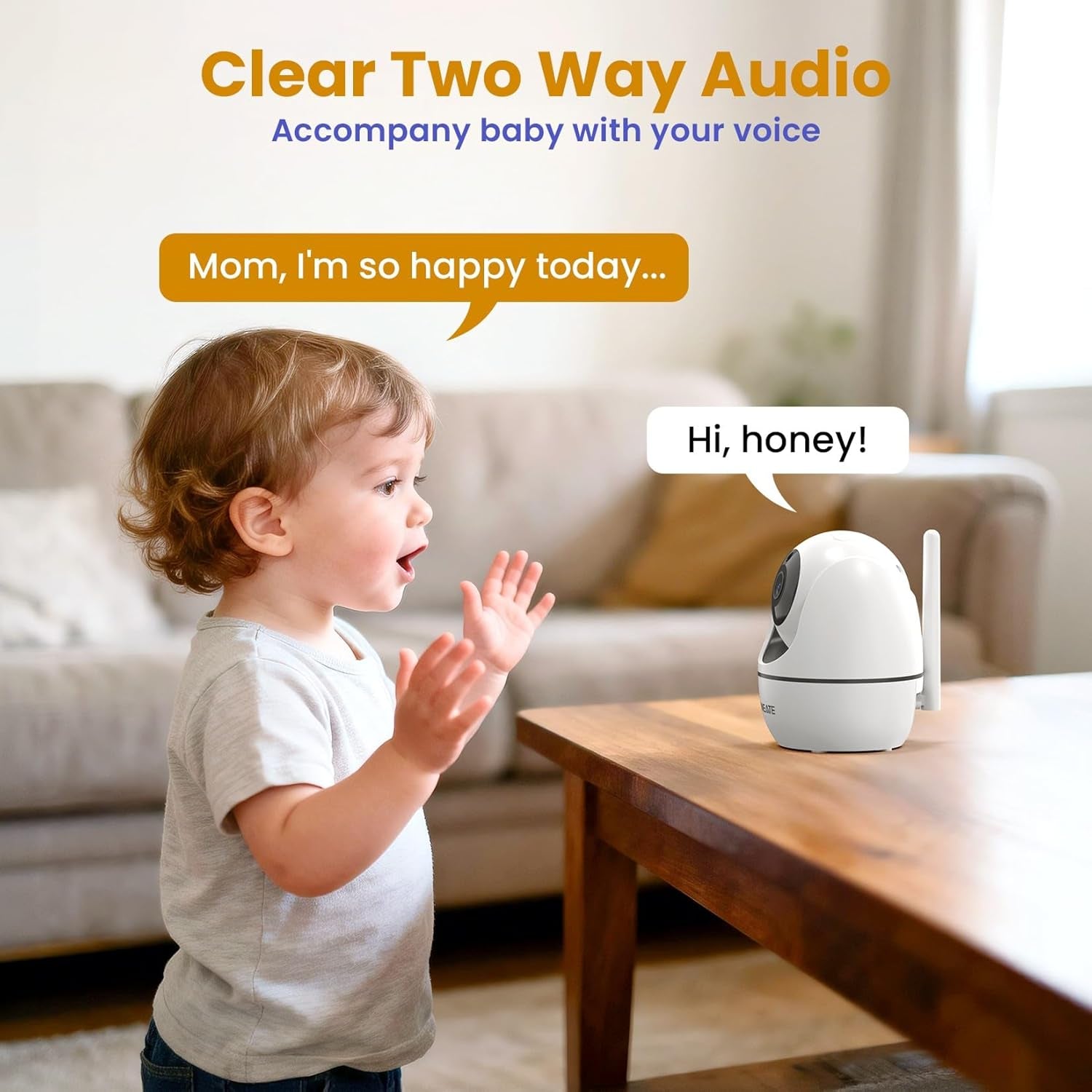5" HD Video Baby Monitor with Camera and Audio - No Wifi, 48H Battery Life,720P Remote Pan Tilt Zoom, Two-Way Talk, Night Vision, Thermal Room Monitor, Lullabies & White Noise, 1000Ft Range