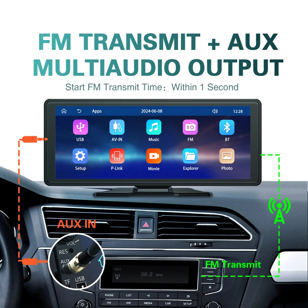 Universal 10.26” Screen Car Radio Multimedia WIFI Video Player Wireless Carplay Screen for Apple or Android