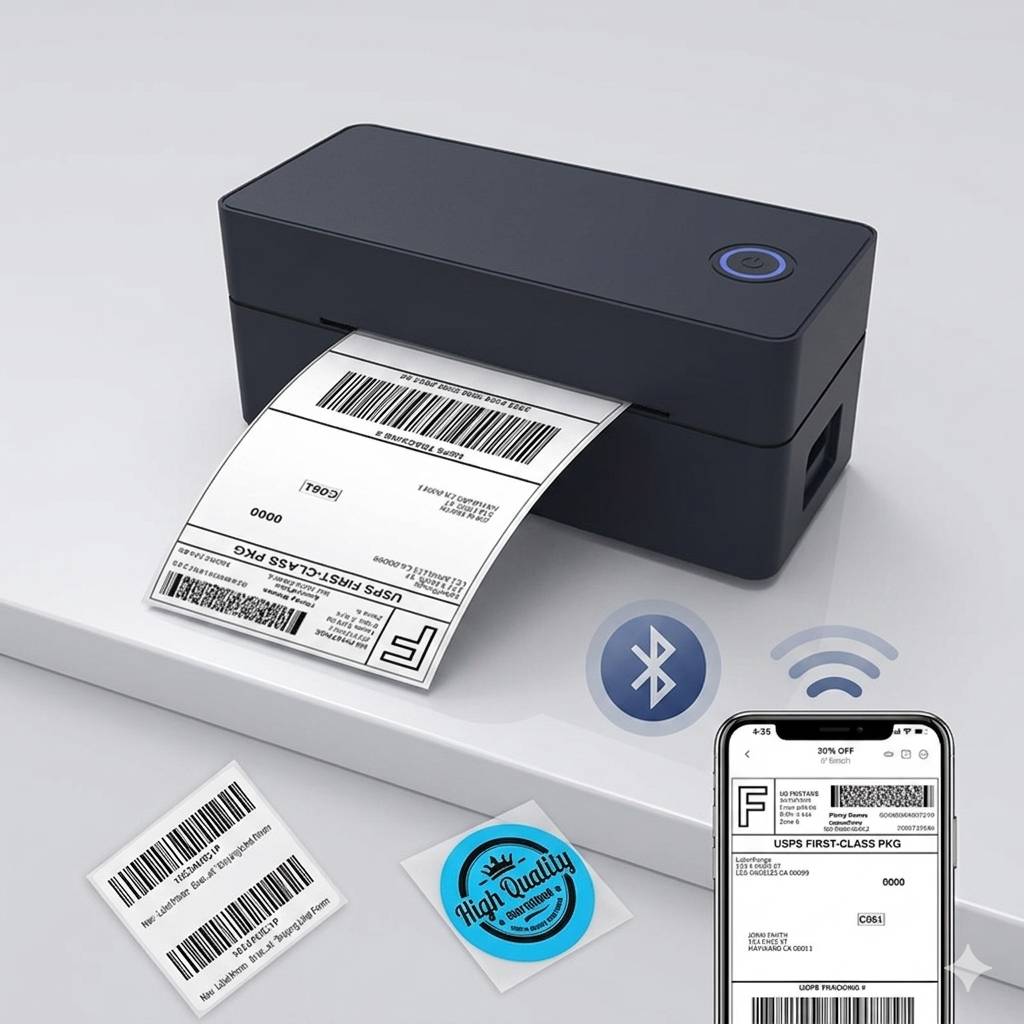 Wireless Bluetooth Thermal Shipping Label Printer 4X6 Support Android Mac Iphone Windows - Shipping Label Printer