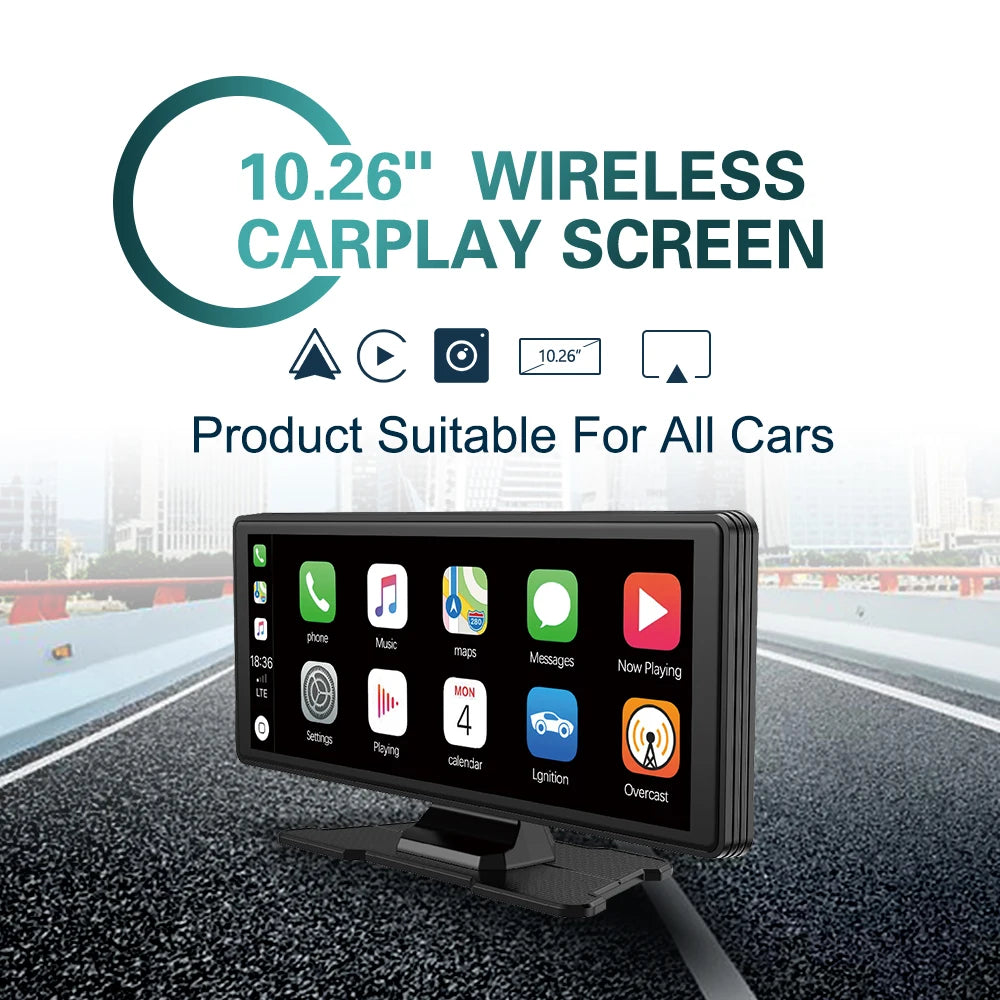 Universal 10.26” Screen Car Radio Multimedia WIFI Video Player Wireless Carplay Screen for Apple or Android